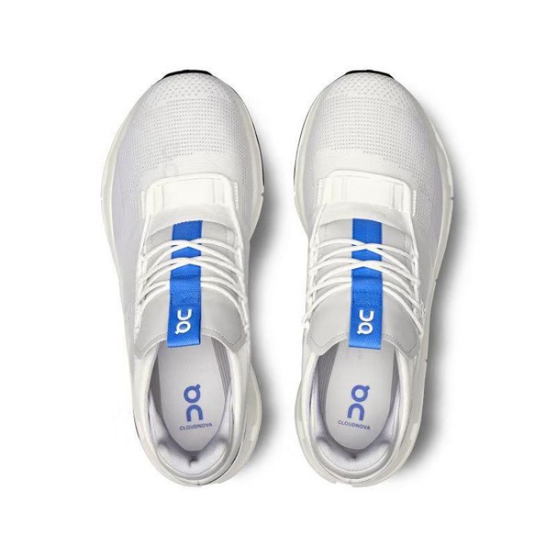 White / Blue Men On Cloud Cloudnova Sneakers | IE_ON8127