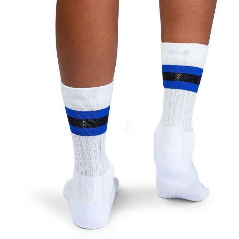 White / Blue Men On Cloud Tennis Socks | IE_ON1186