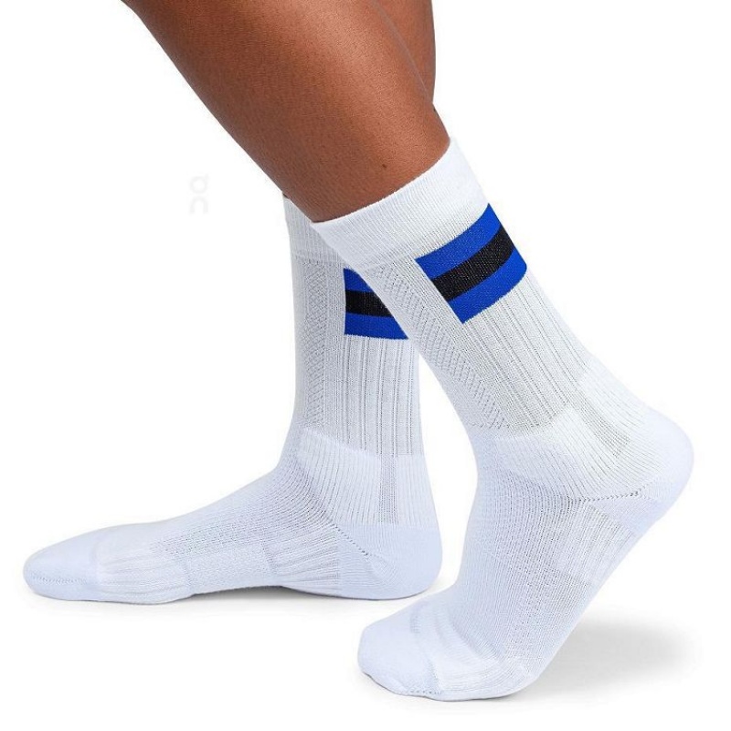 White / Blue Men On Cloud Tennis Socks | IE_ON1186