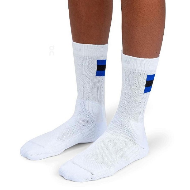 White / Blue Men On Cloud Tennis Socks | IE_ON1186