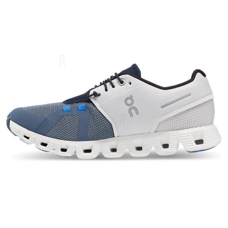 White / Blue Women On Cloud Cloud 5 Fuse Sneakers | IE_ON8476