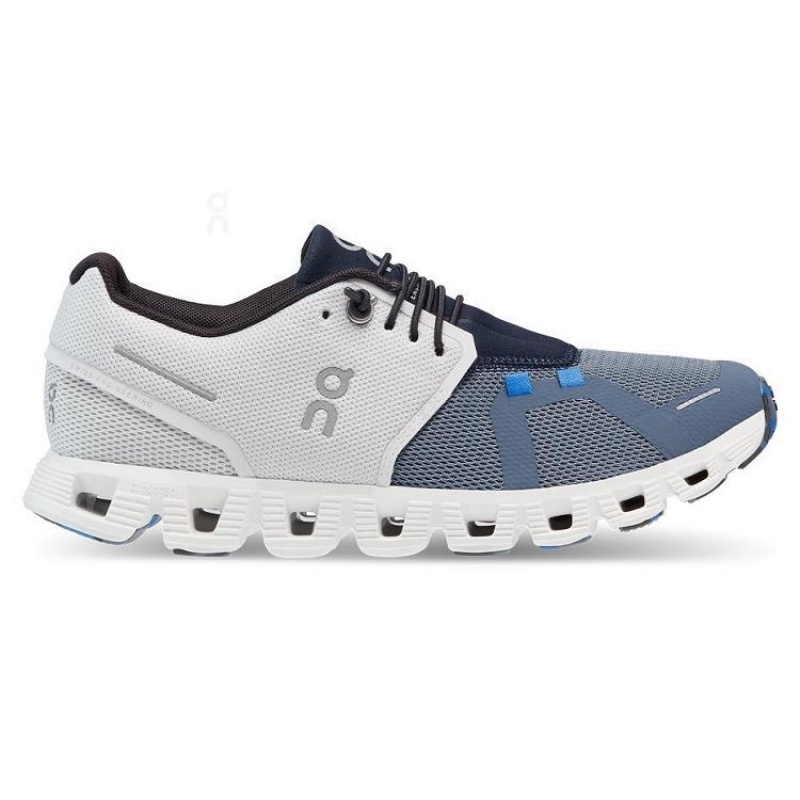 White / Blue Women On Cloud Cloud 5 Fuse Sneakers | IE_ON8476