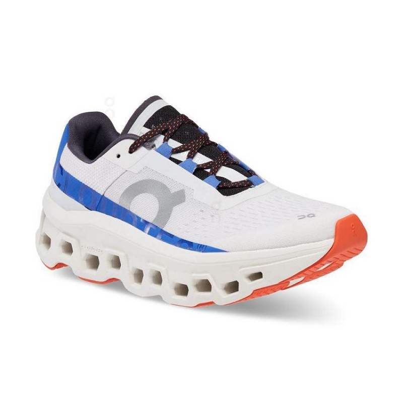 White / Blue Women On Cloud Cloudmonster Road Running Shoes | IE_ON9047