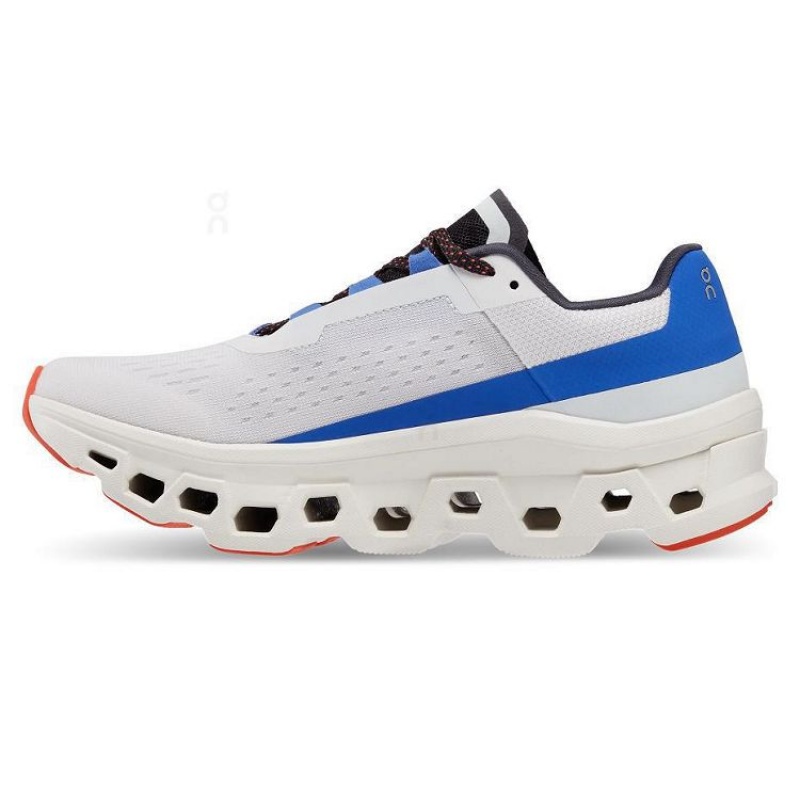 White / Blue Women On Cloud Cloudmonster Road Running Shoes | IE_ON9047