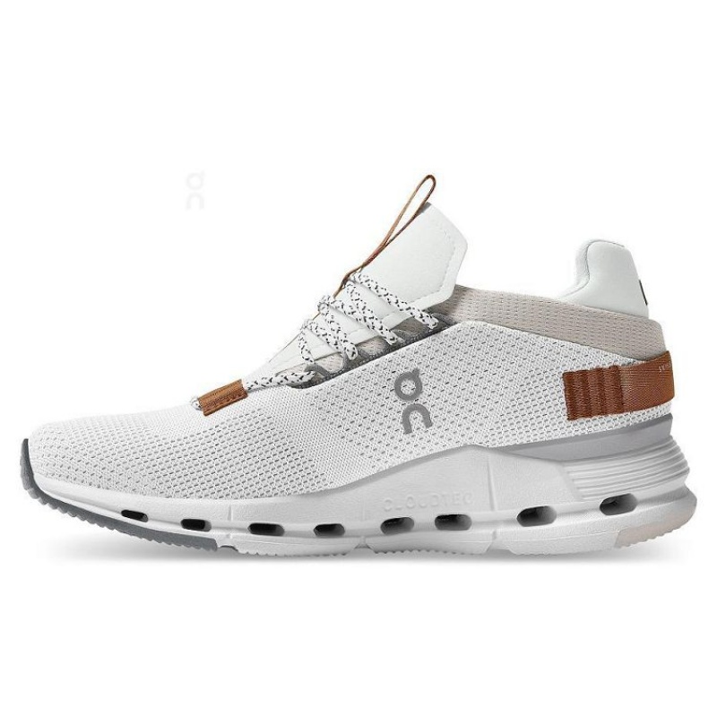 White / Brown Men On Cloud Cloudnova Sneakers | IE_ON8422