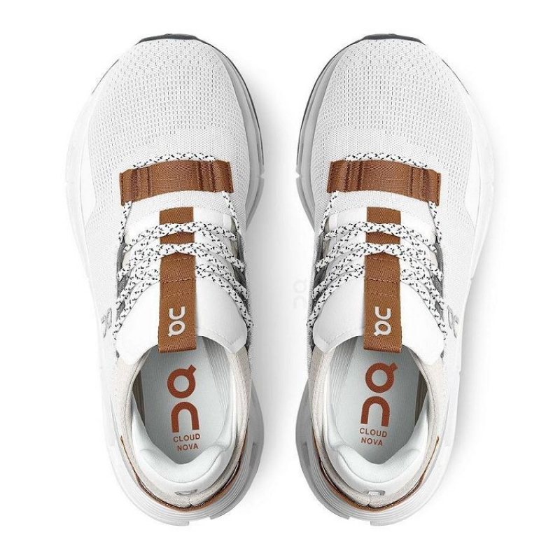 White / Brown Men On Cloud Cloudnova Sneakers | IE_ON8422