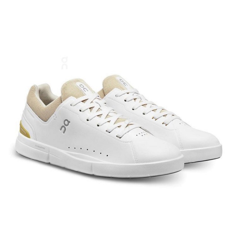 White / Gold Men On Cloud THE ROGER Advantage Sneakers | IE_ON9078