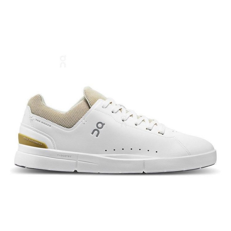 White / Gold Men On Cloud THE ROGER Advantage Sneakers | IE_ON9078