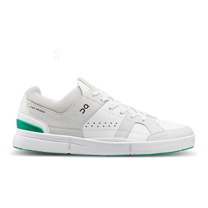 White / Green Men On Cloud THE ROGER Clubhouse Sneakers | IE_ON9067