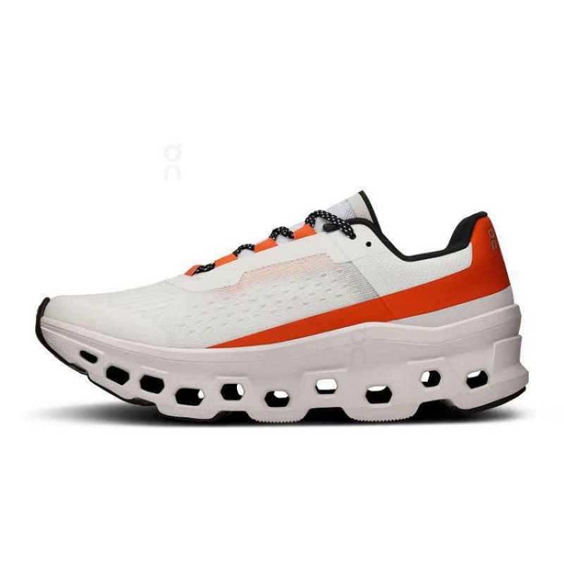 White / Orange Women On Cloud Cloudmonster Road Running Shoes | IE_ON8574