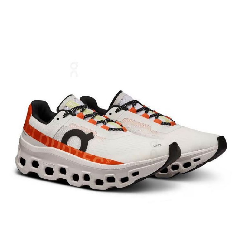 White / Orange Women On Cloud Cloudmonster Road Running Shoes | IE_ON8574