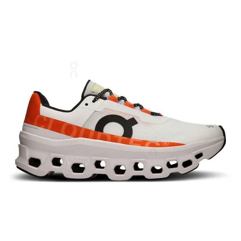 White / Orange Women On Cloud Cloudmonster Road Running Shoes | IE_ON8574