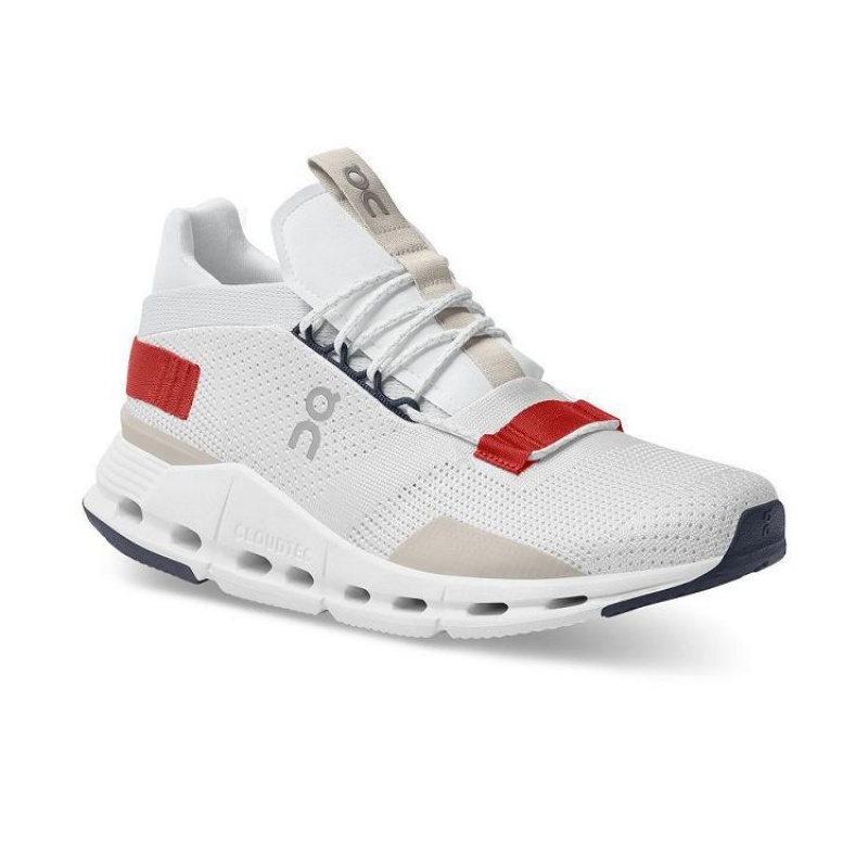 White / Red Men On Cloud Cloudnova Sneakers | IE_ON8253