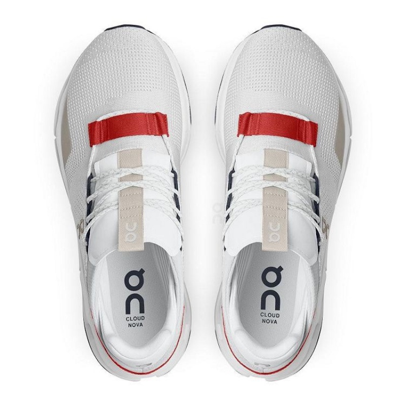 White / Red Men On Cloud Cloudnova Sneakers | IE_ON8253