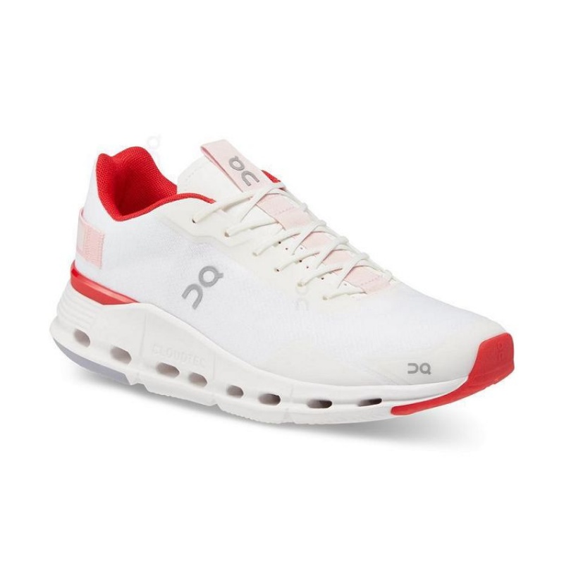 White / Red Women On Cloud Cloudnova Form Sneakers | IE_ON8653