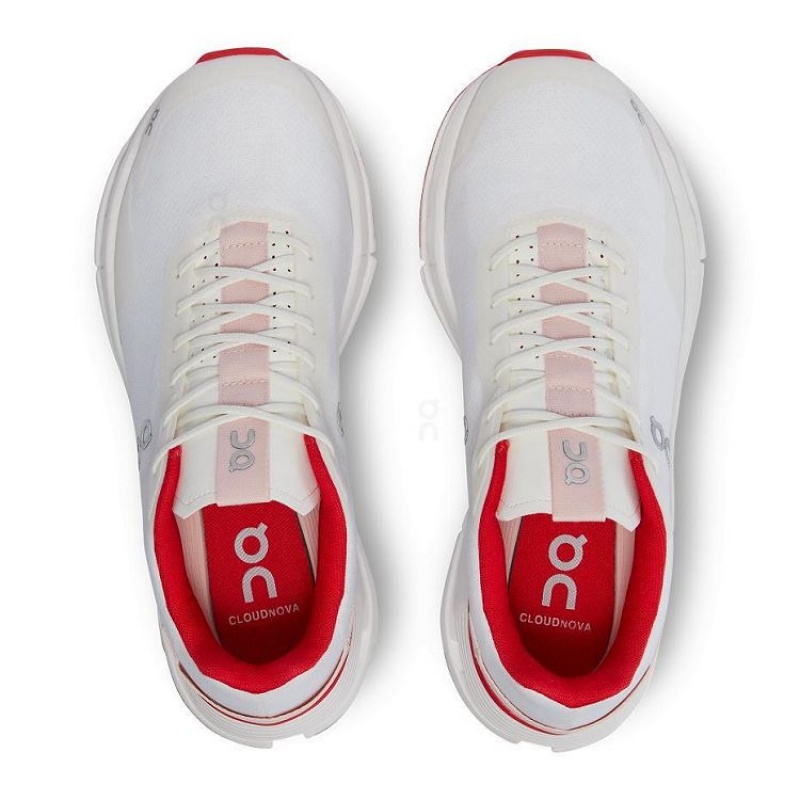 White / Red Women On Cloud Cloudnova Form Sneakers | IE_ON8653