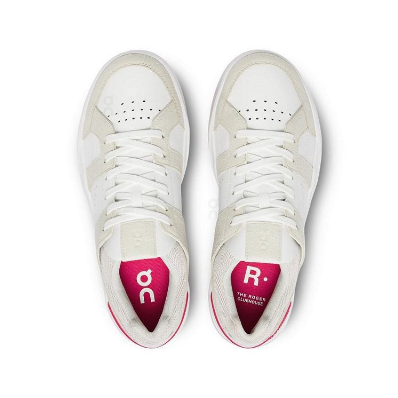 White / Red Women On Cloud THE ROGER Clubhouse Sneakers | IE_ON8069