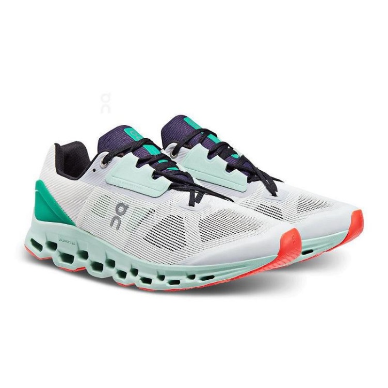 White / Turquoise Men On Cloud Cloudstratus Road Running Shoes | IE_ON8864