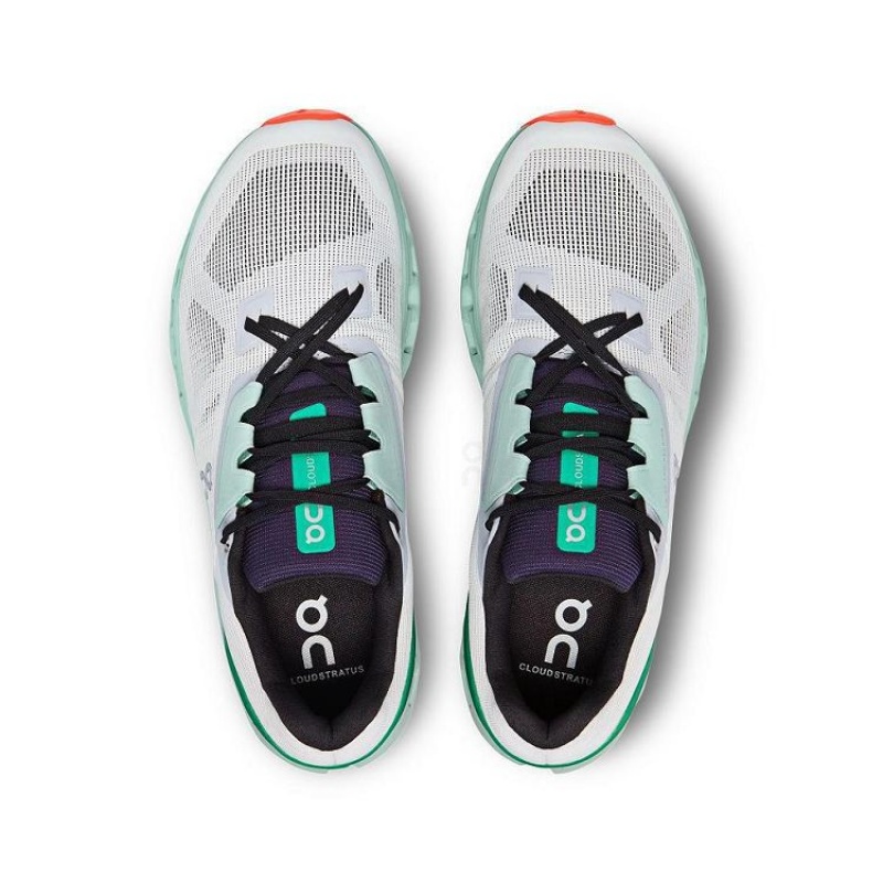 White / Turquoise Men On Cloud Cloudstratus Road Running Shoes | IE_ON8864