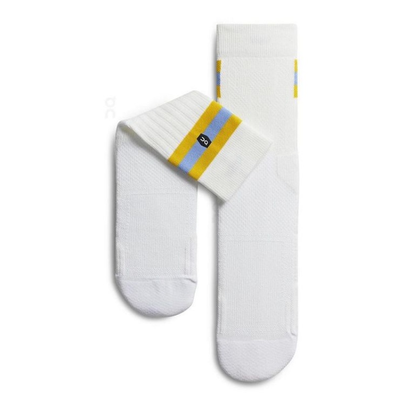 White / Yellow Men On Cloud Tennis Socks | IE_ON8946