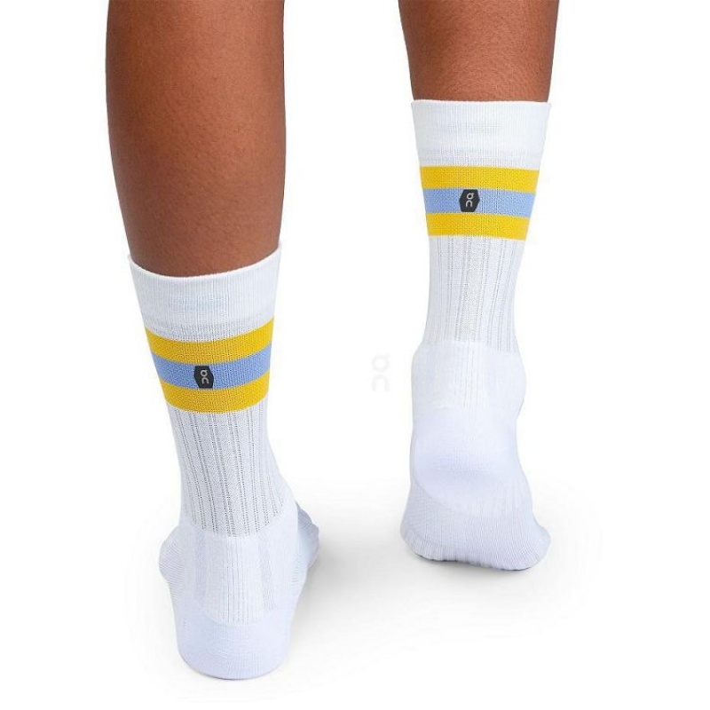 White / Yellow Men On Cloud Tennis Socks | IE_ON8946