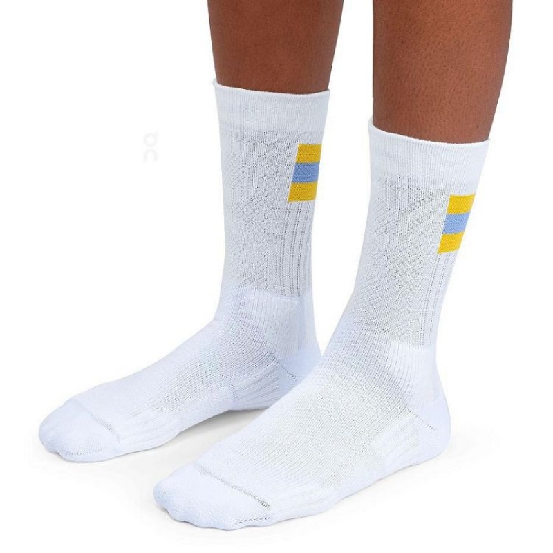 White / Yellow Men On Cloud Tennis Socks | IE_ON8946